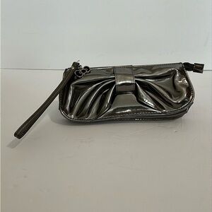 Hello Kitty Y2K Gunmetal Gray Makeup Case, Wristlet, Clutch, Bow, NEW wot
